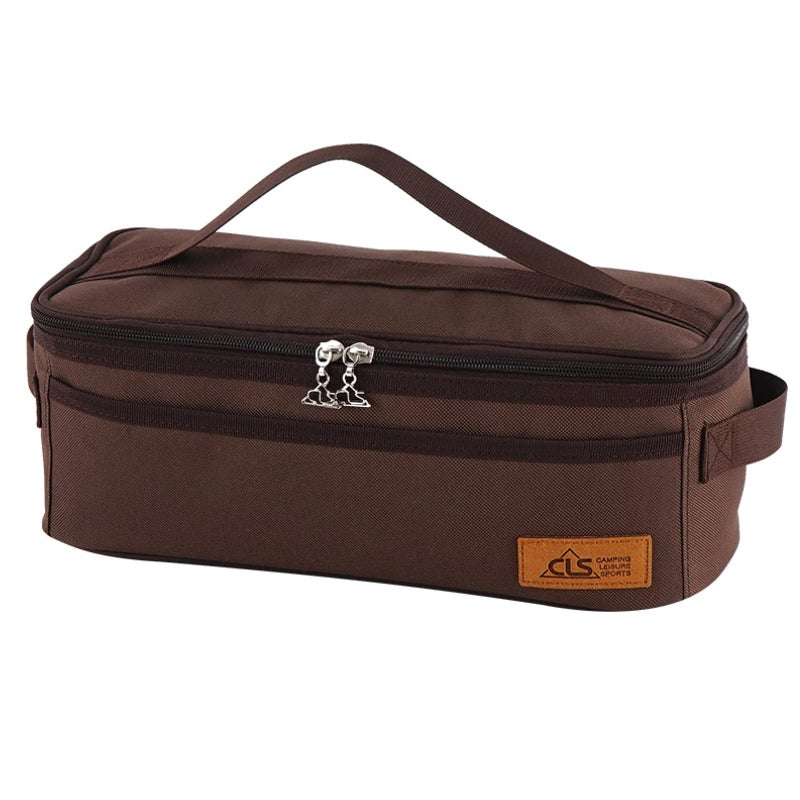 TRIWONDER Camping Travel Cookware Organizer Bag Cooking Utensils Storge Portable Pouch for Outdoor Barbecue Camping Cooking Spoon Chopsticks Organizing (Brown) - Image 1